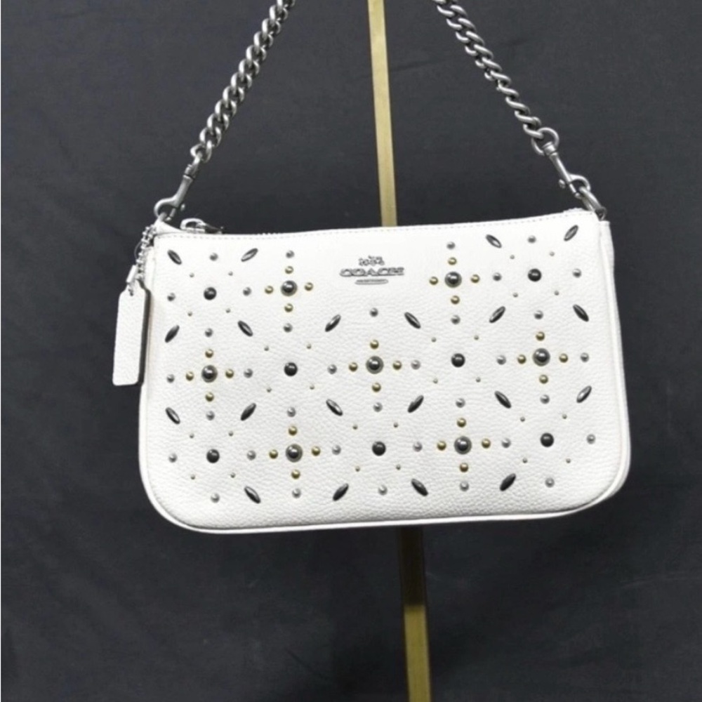 Coach 22867 Prairie Rivets Studded Nolita Leather Wristlet White Handbag
Purse